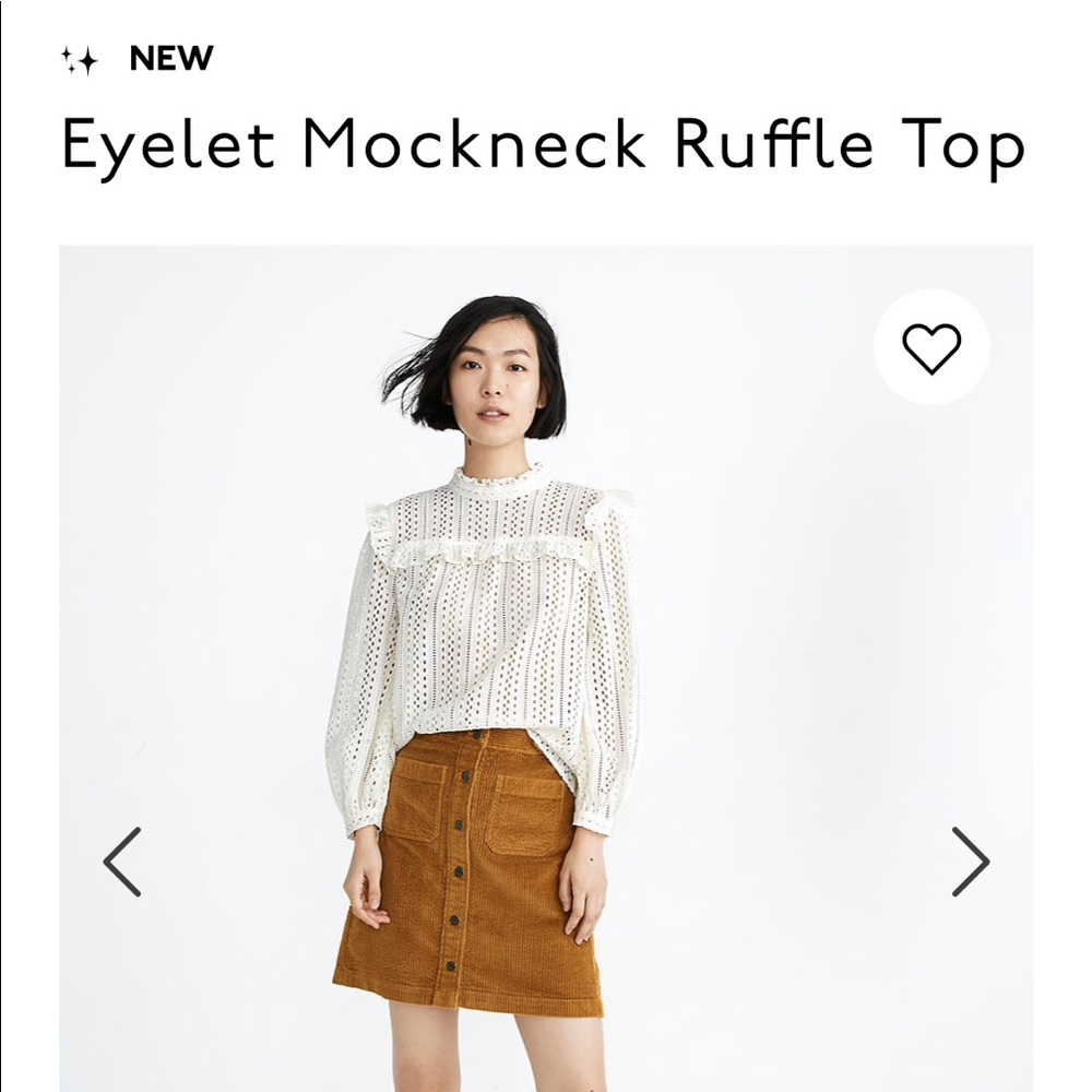 Madewell Eyelet Mockneck Ruffle Top